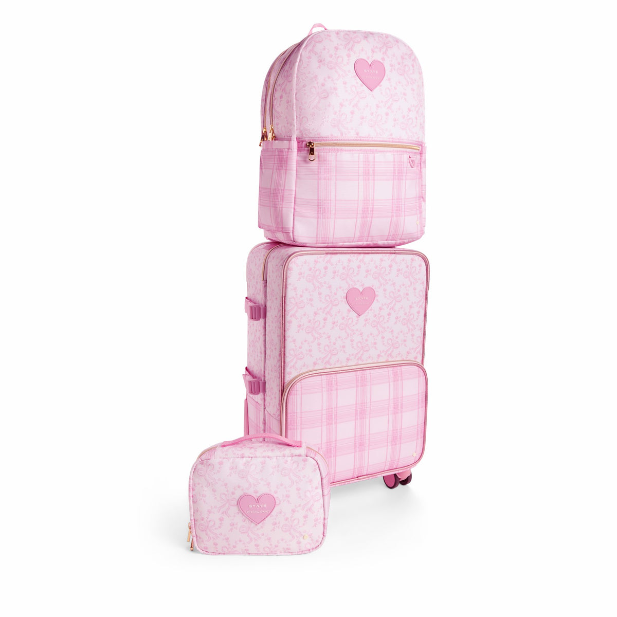 State Bags STATE x LoveShack Fancy Logan Carry-On Suitcase Polyester Canvas Pink Vanilla