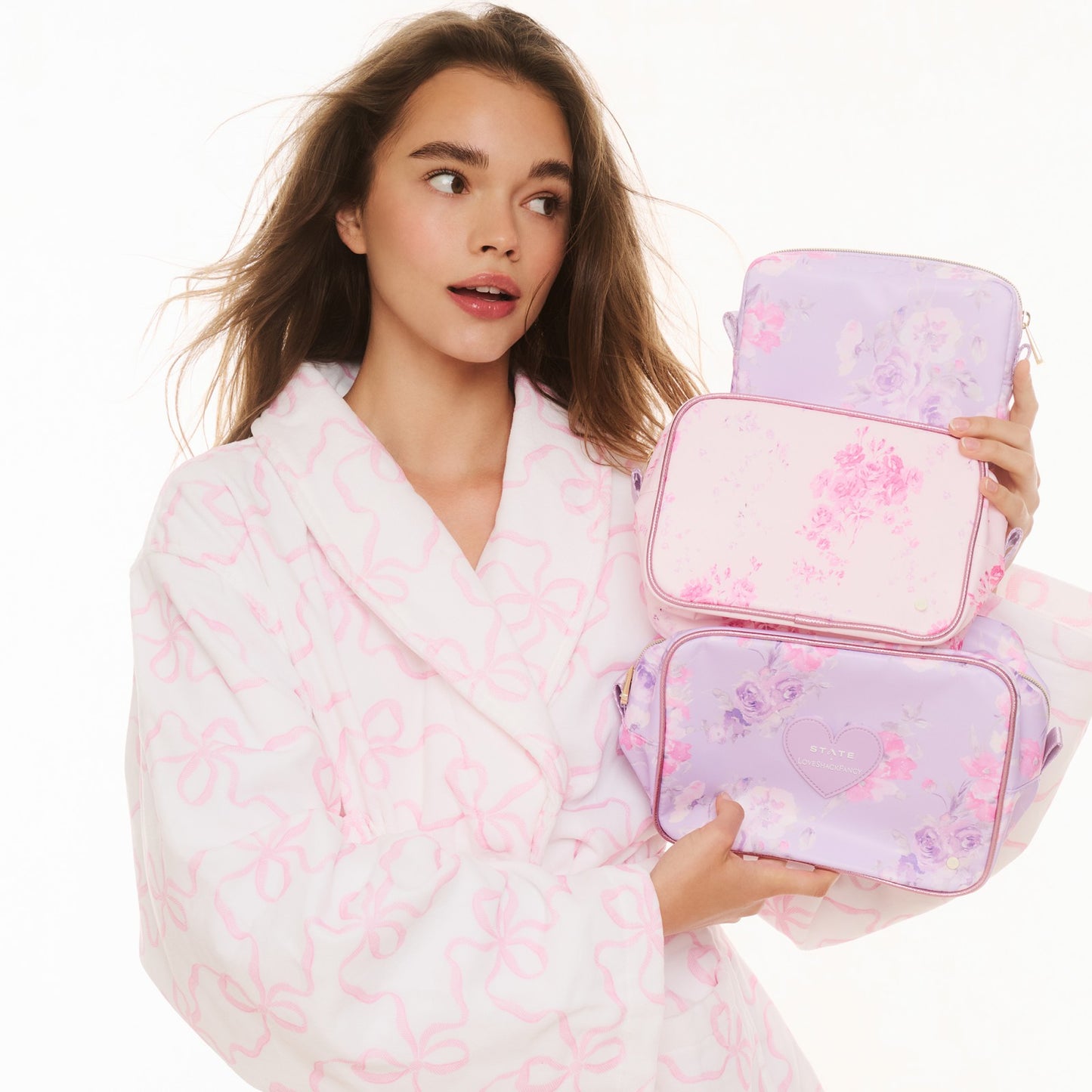 State Bags STATE x LoveShackFancy Travel Pouch Set Nylon Confetti Bloom / Wildflower Blue