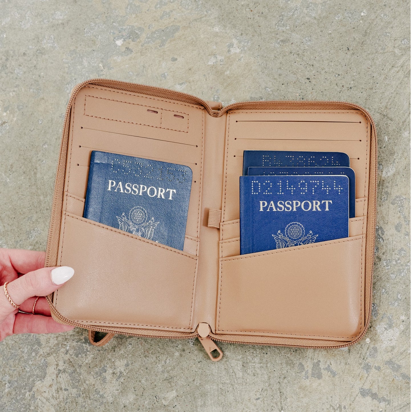State Bags Passport Holder Vegan Leather Sand