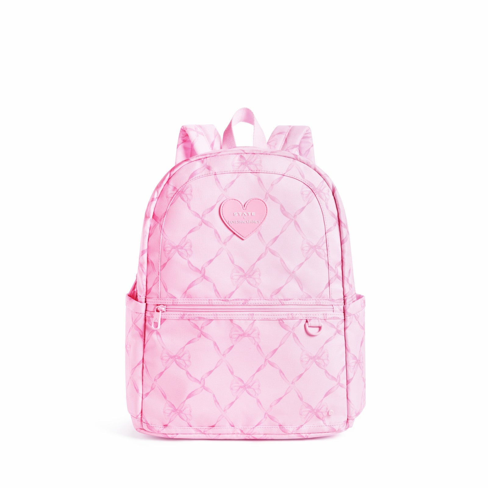 State Bags STATE x LoveShackFancy Kane Double Pocket Backpack Recycled Polyester Canvas Pink Peppermint