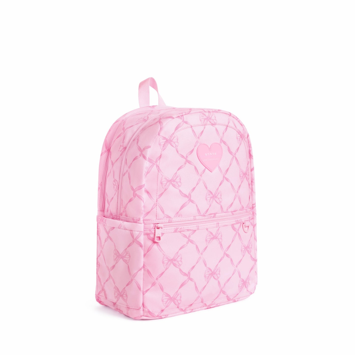 State Bags STATE x LoveShackFancy Kane Double Pocket Backpack Recycled Polyester Canvas Pink Peppermint