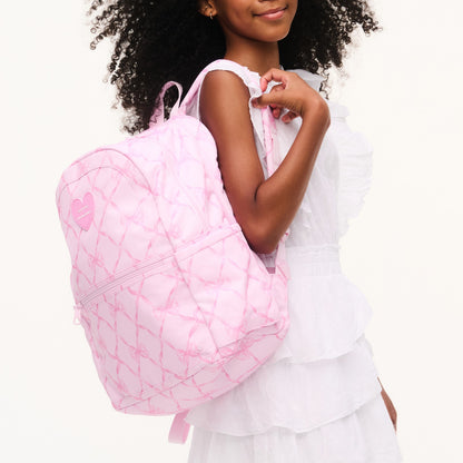 State Bags STATE x LoveShackFancy Kane Double Pocket Backpack Recycled Polyester Canvas Pink Peppermint