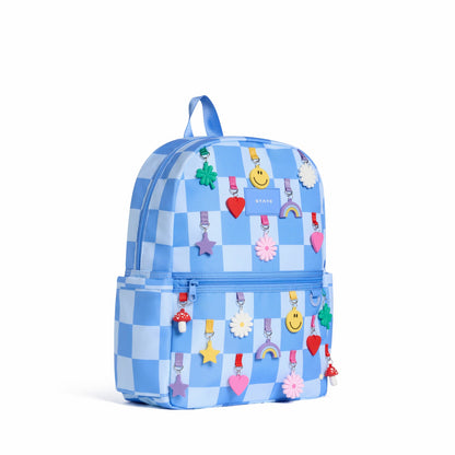State Bags Kane Kids Travel Backpack Charms Blue Checkerboard