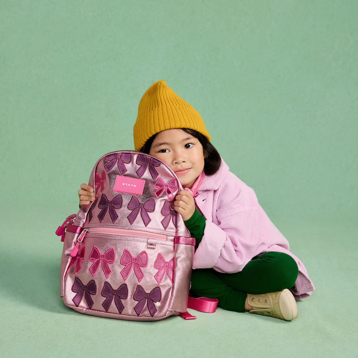 State Bags Kane Mini Backpack Metallic Patchwork Bows
