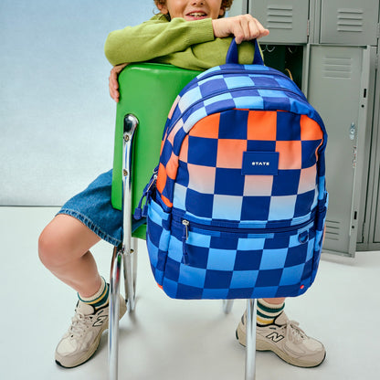 State Bags Kane Double Pocket Backpack Recycled Polycanvas Gradient Checkerboard