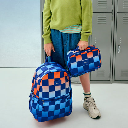 State Bags Kane Double Pocket Backpack Recycled Polycanvas Gradient Checkerboard
