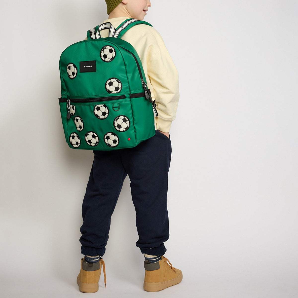 State Bags Kane Kids Backpack Nylon Fuzzy Soccer Balls