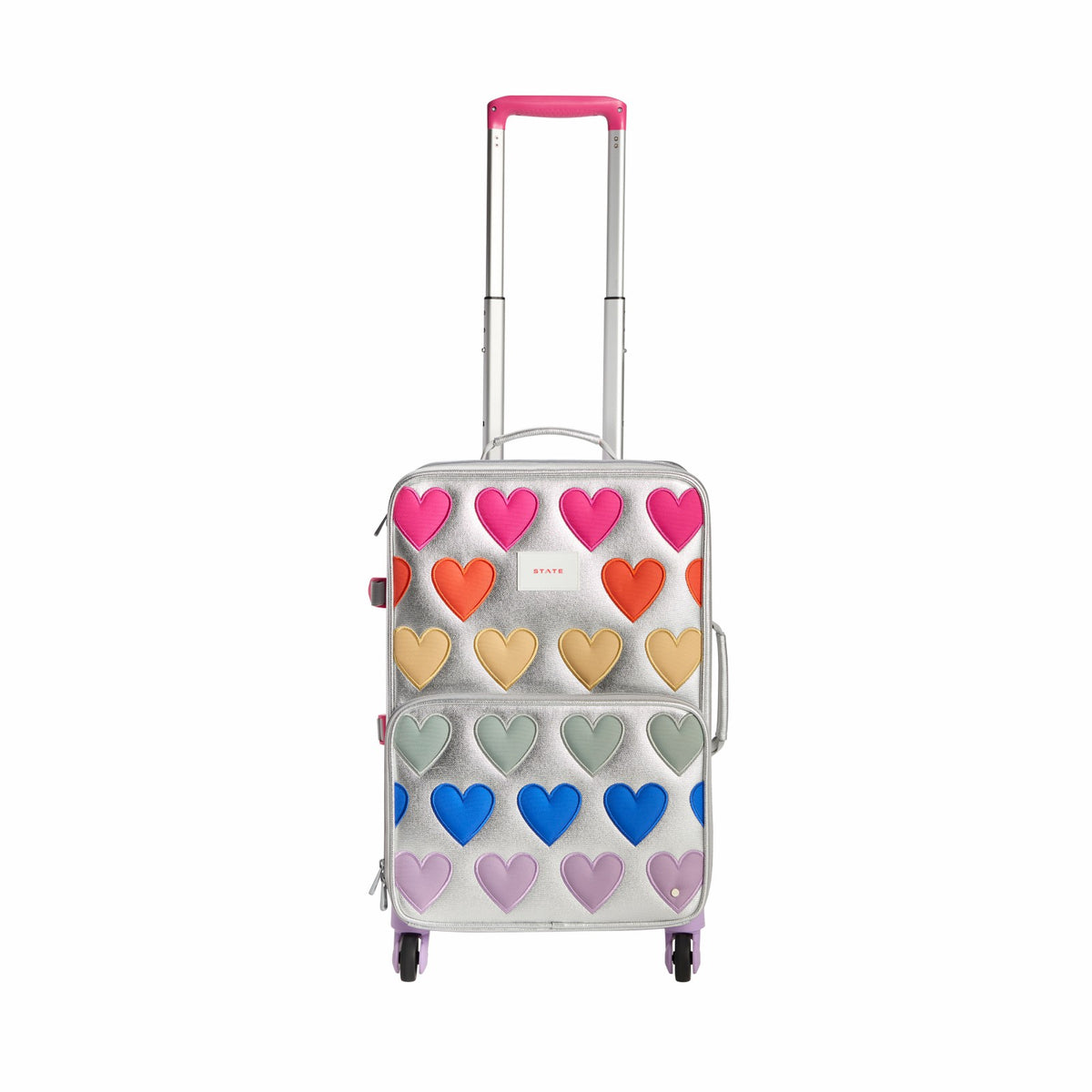 State Bags Logan Suitcase Metallic Patchwork Hearts