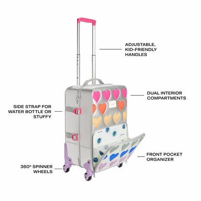 State Bags Logan Suitcase Metallic Patchwork Hearts