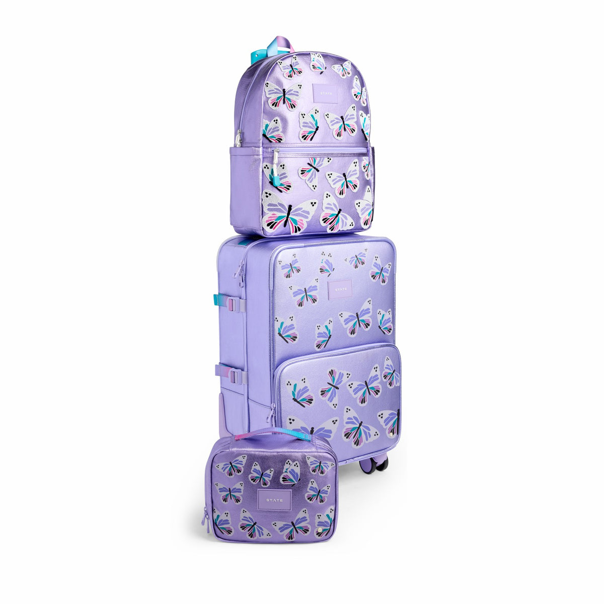 State Bags Logan Suitcase Metallic Butterfly