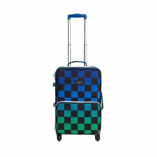 State Bags Logan Suitcase Printed Canvas Blue Checkerboard