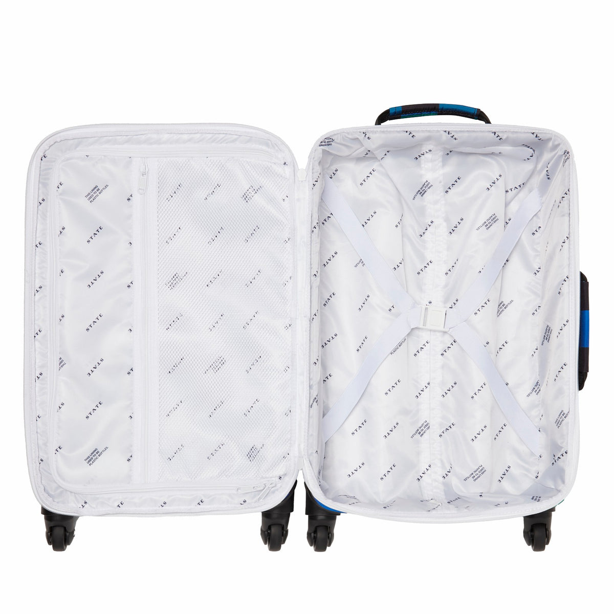 State Bags Logan Suitcase Printed Canvas Blue Checkerboard