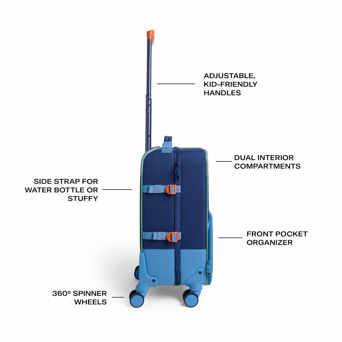 State Bags Logan Carry-On Suitcase Blue Green Orange