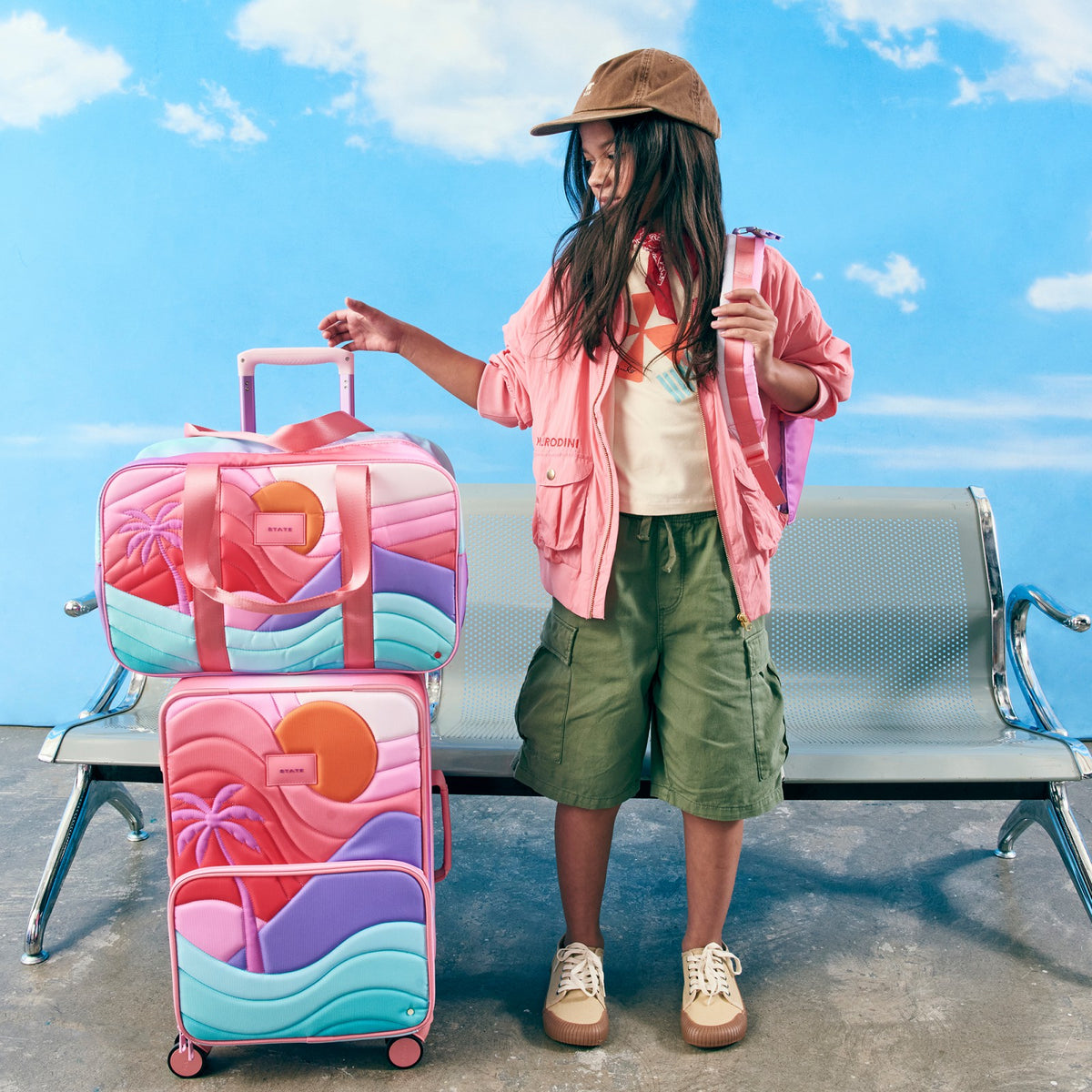 State Bags Logan Suitcase Nylon Puffer Sunset