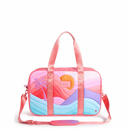 State Bags Rockaway Duffle Printed Nylon Puffer Sunset