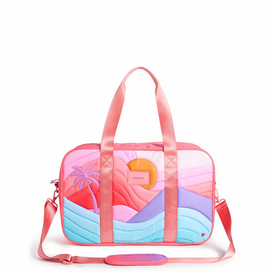 State Bags Rockaway Duffle Printed Nylon Puffer Sunset