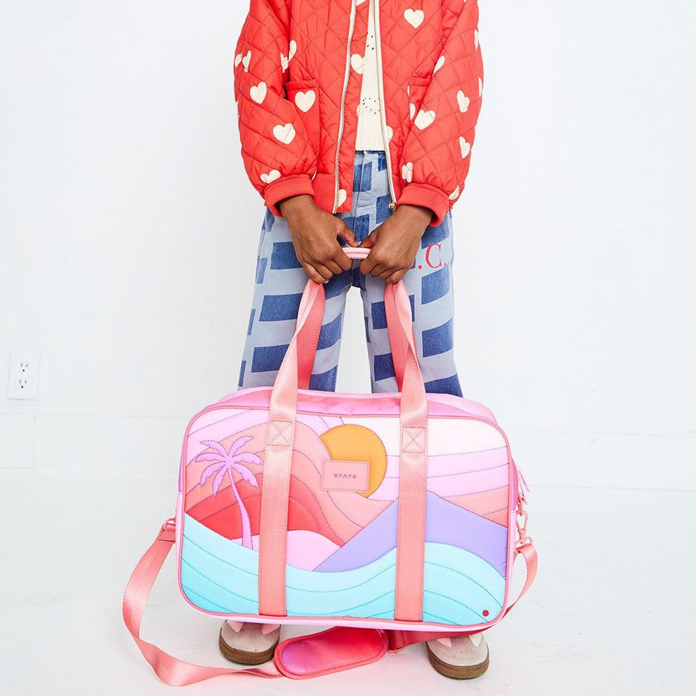 State Bags Rockaway Duffle Printed Nylon Puffer Sunset
