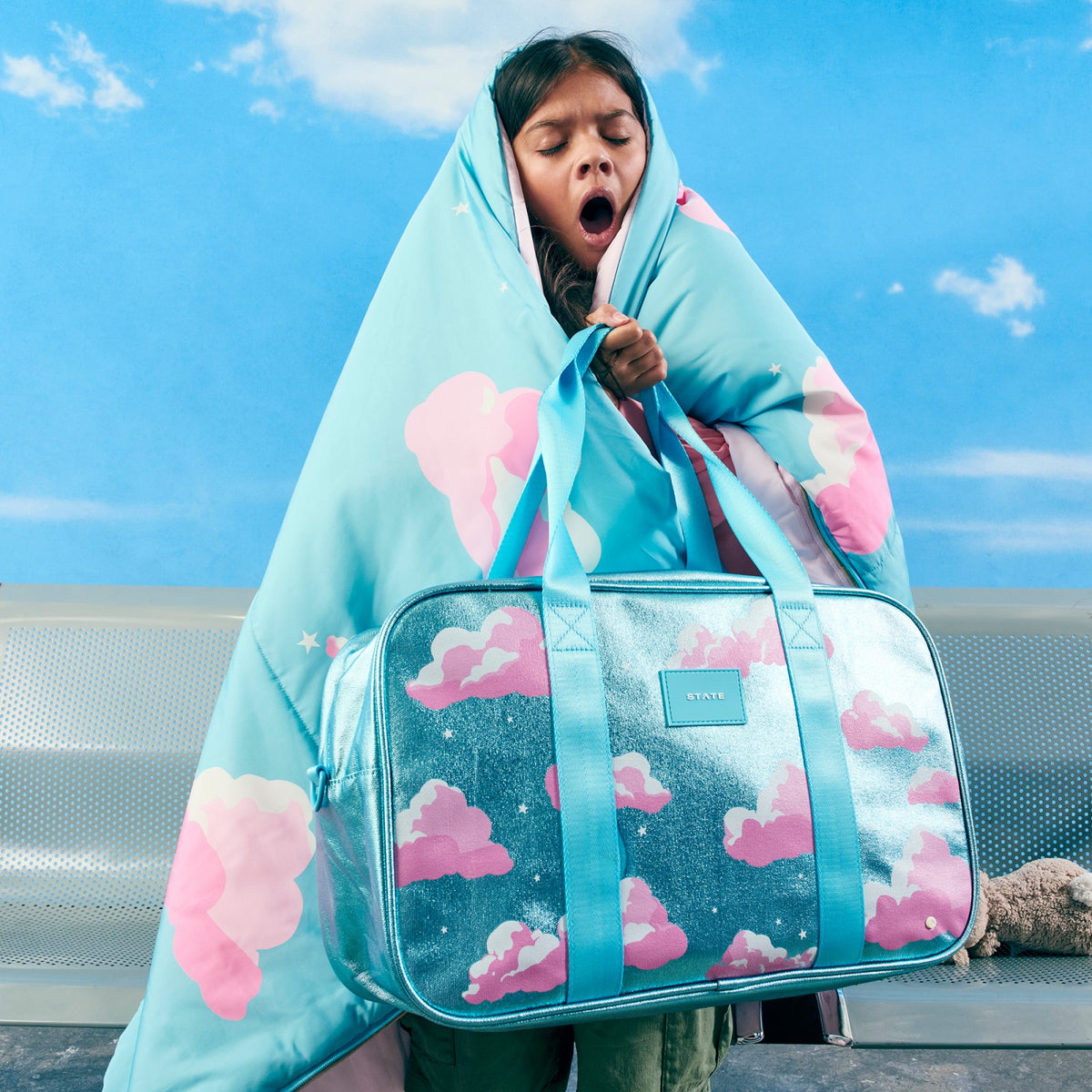 State Bags Rockaway Duffle Metallic Clouds