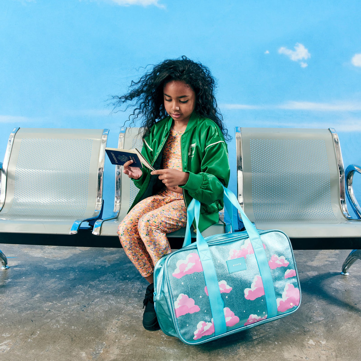 State Bags Rockaway Duffle Metallic Clouds