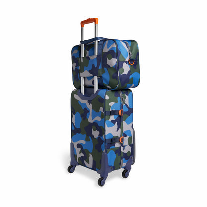 State Bags Rockaway Duffle Recycled Polyester Canvas Blue Checkerboard