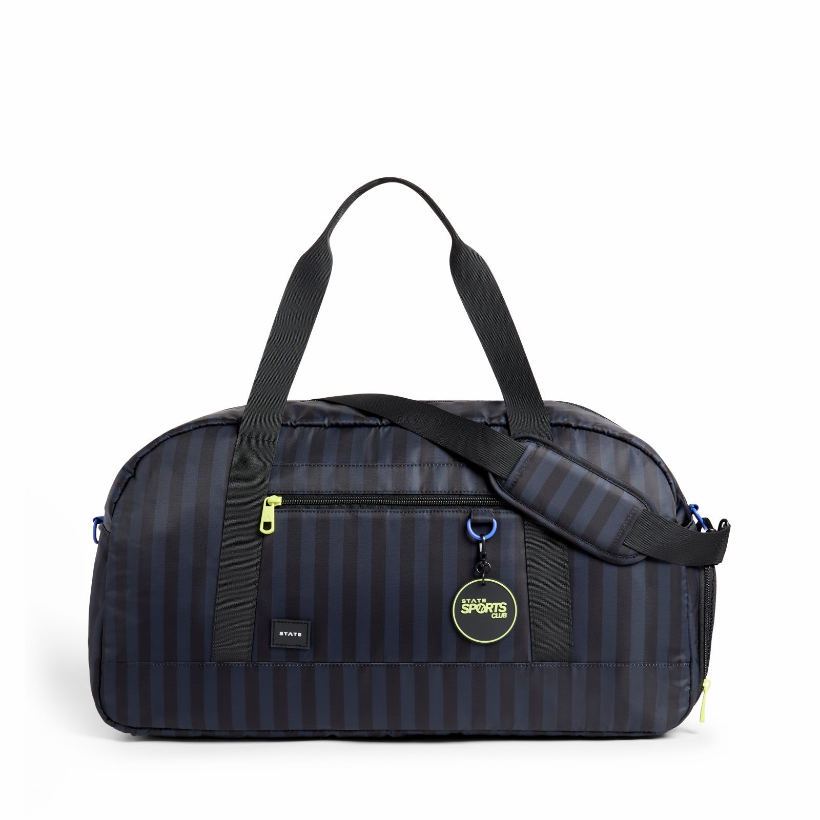 State Bags Fenway Sports Duffle Black Grey Striped