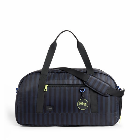State Bags Fenway Sports Duffle Black Grey Striped