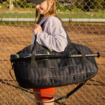 State Bags Fenway Sports Duffle Black Grey Striped