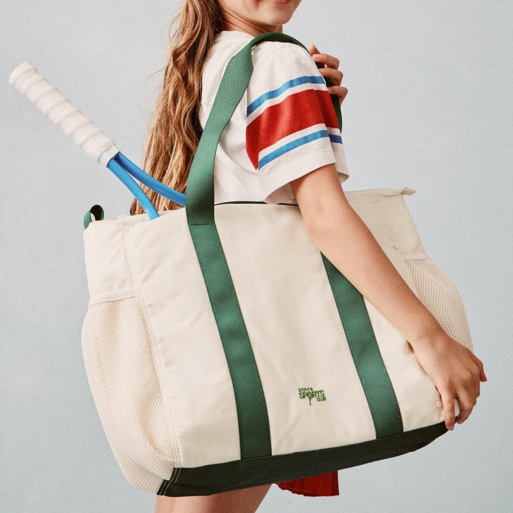 State Bags Riley Tennis Tote Nylon Ivory/Green