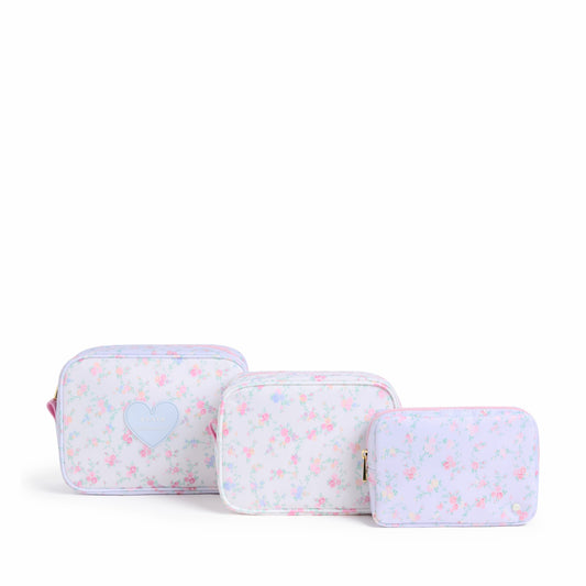 State Bags STATE x LoveShackFancy Travel Pouch Set Nylon Confetti Bloom / Wildflower Blue