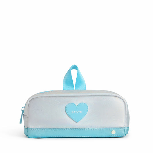 State Bags Clinton Pencil Case Metallic Blue Iridescent