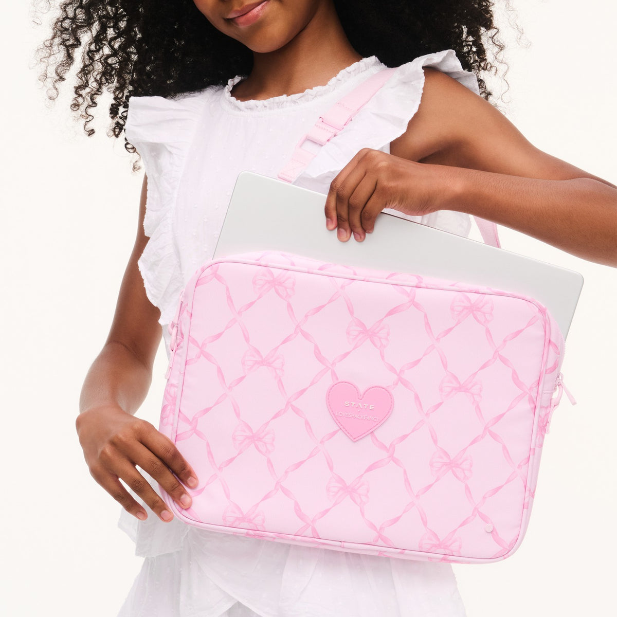 State Bags STATE x LoveShackFancy Allen Laptop Case Pink Peppermint