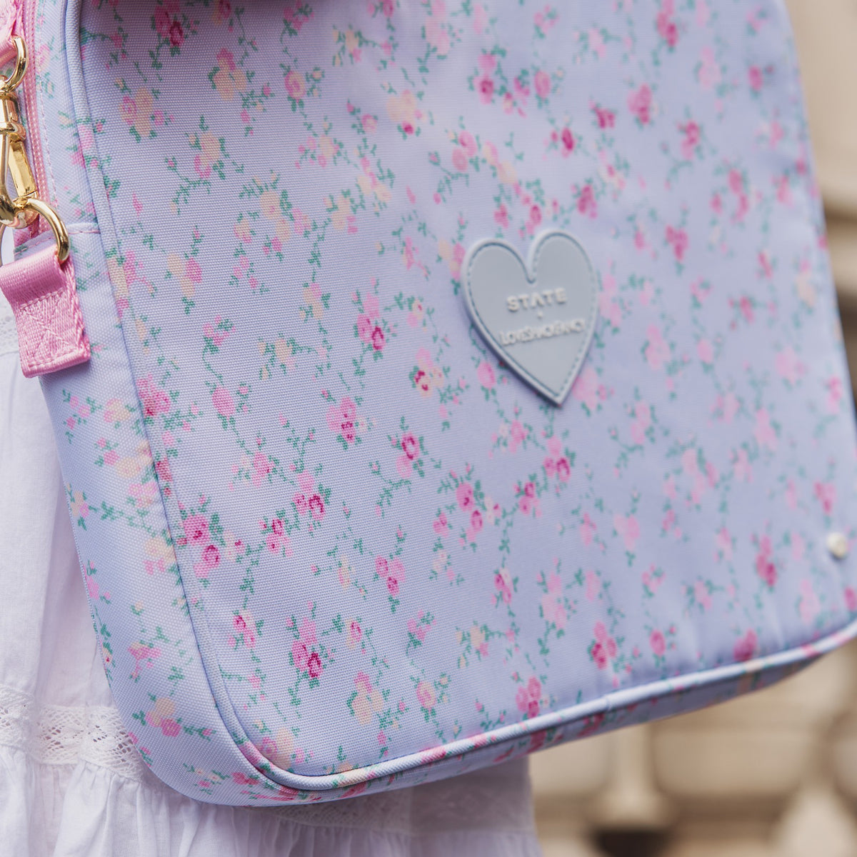 State Bags STATE x LoveShackFancy Allen Laptop Case Wildflower Blue