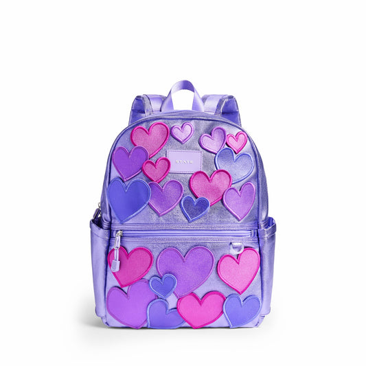 State Bags Kane Double Pocket Backpack Metallic 3D Hearts