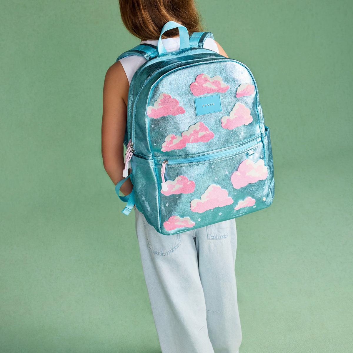 State Bags Kane Double Pocket Backpack Metallic Clouds