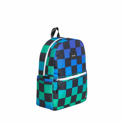 State Bags Kane Kids Travel Backpack Printed Canvas Blue Checkerboard