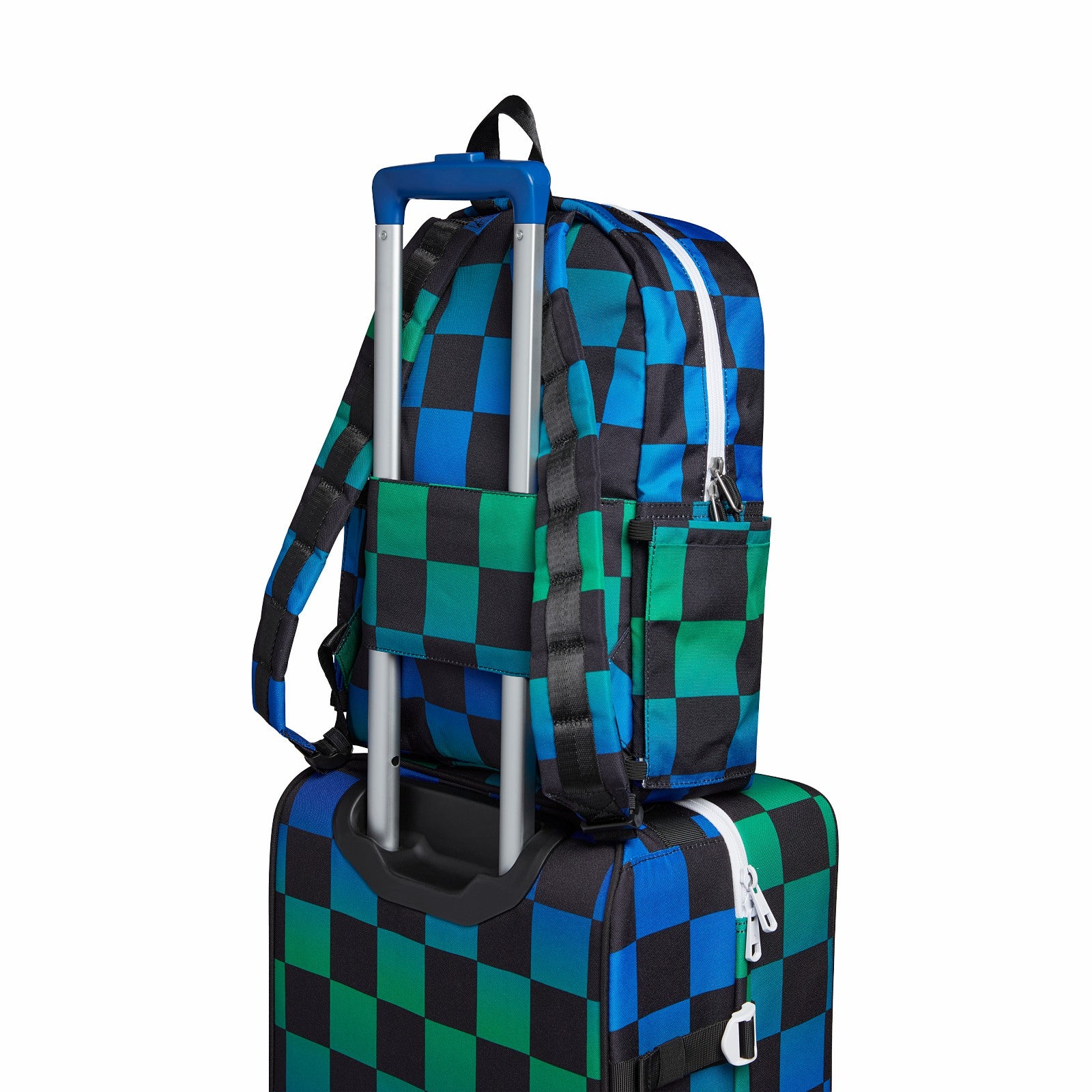 State Bags Kane Kids Travel Backpack Printed Canvas Blue Checkerboard