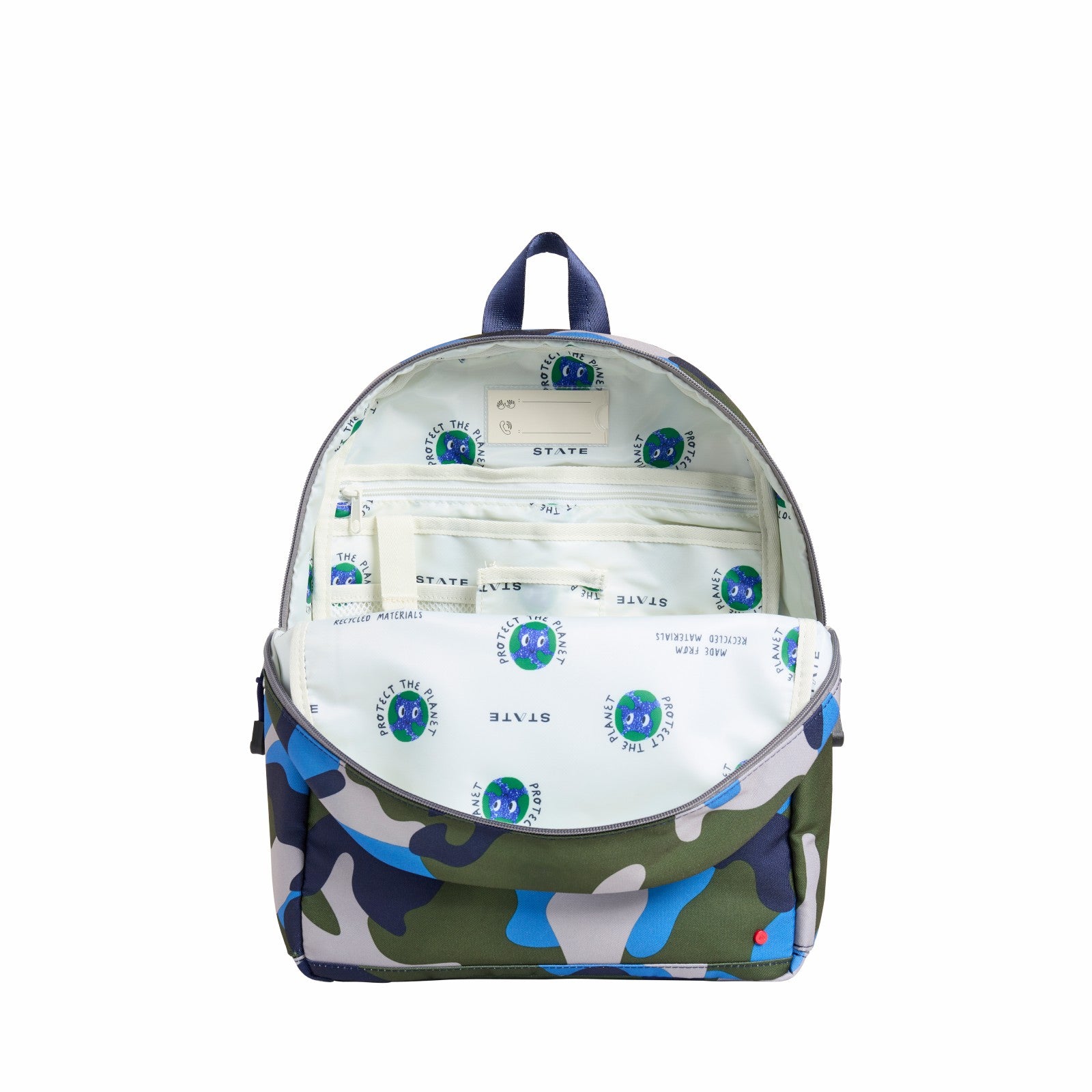 State Bags Kane Kids Travel Backpack Printed Canvas Blue Checkerboard