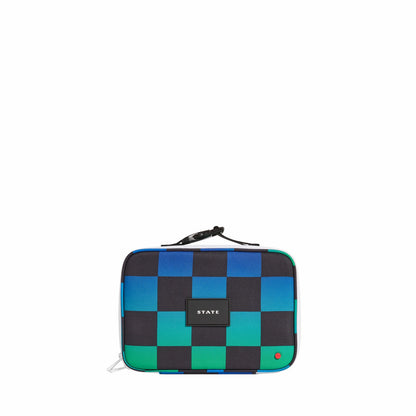 State Bags STATE Bags Rodgers Lunch Box Recycled Poly Canvas Blue Checkerboard