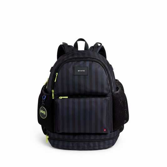 State Bags Shea Baseball Backpack Black Grey Striped