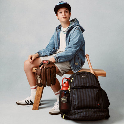 State Bags Shea Baseball Backpack Black Grey Striped