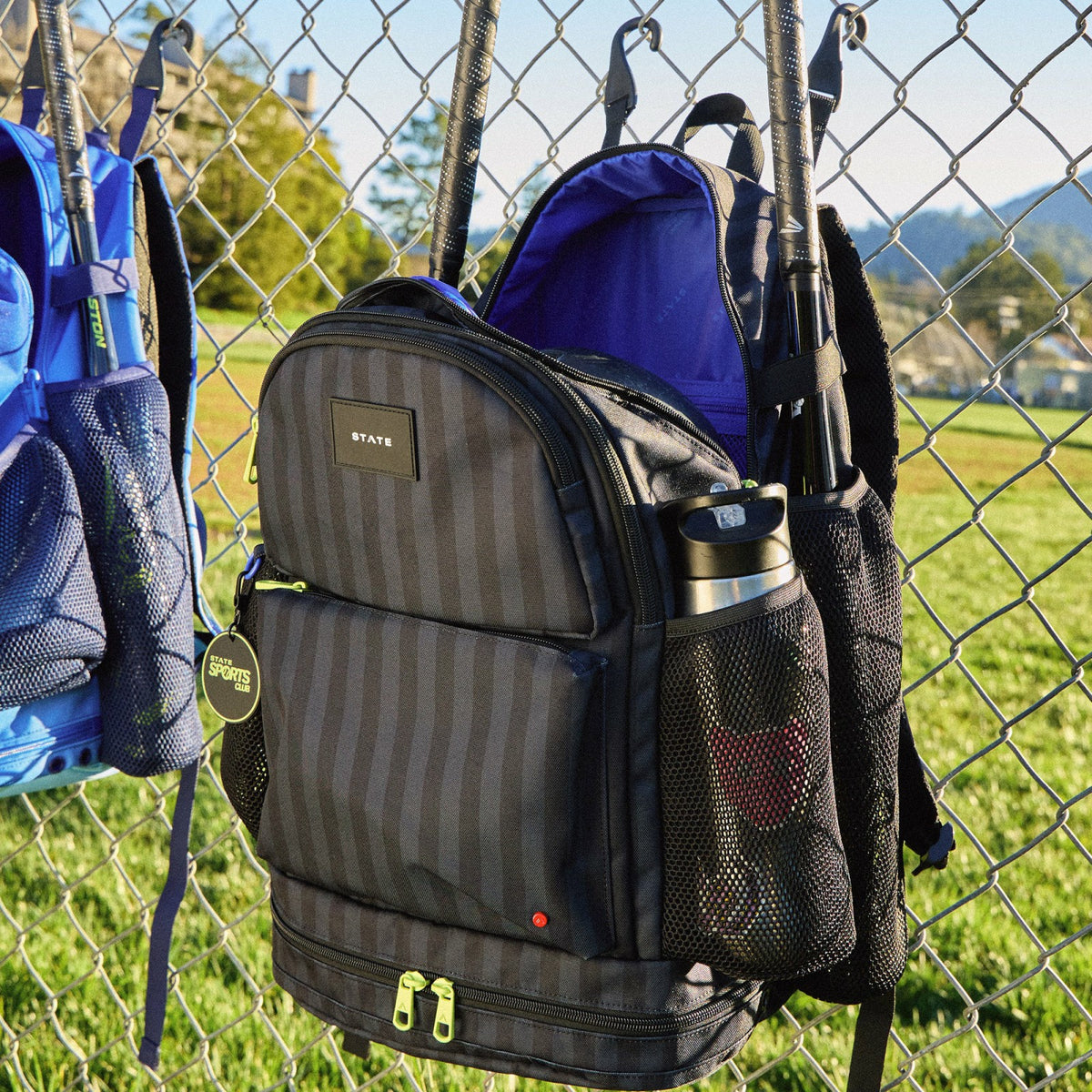 State Bags Shea Baseball Backpack Black Grey Striped