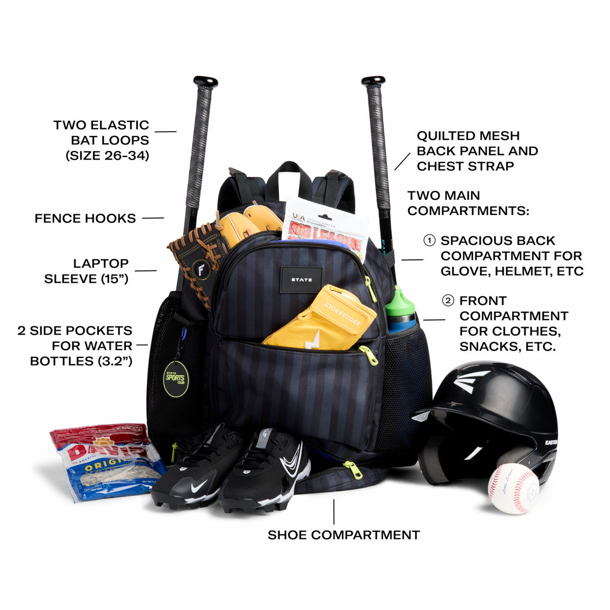 State Bags Shea Baseball Backpack Blue Gradient