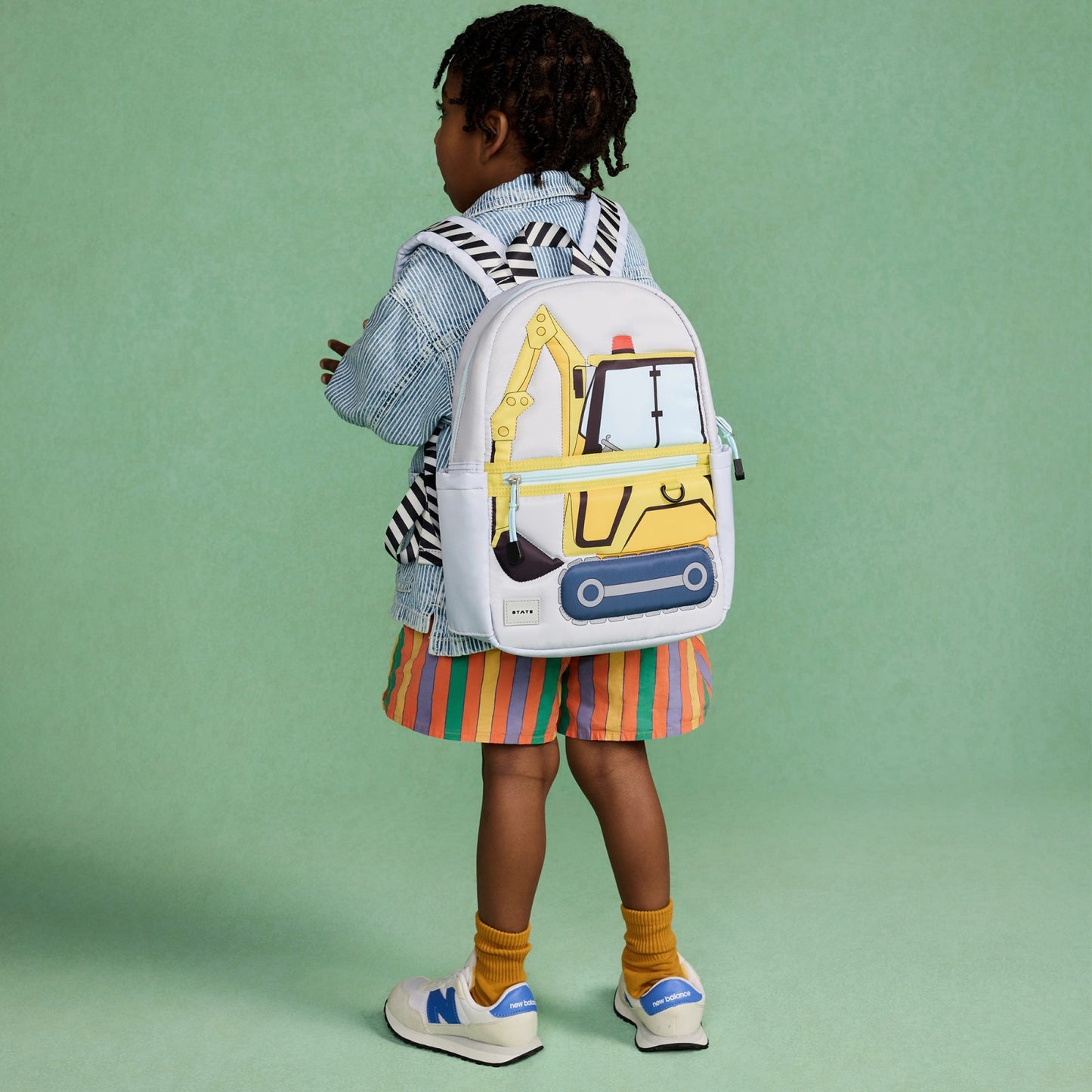 State Bags Kane Kids Mini Backpack Nylon Puffer Construction Truck