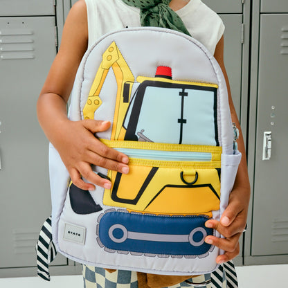 State Bags Kane Kids Mini Backpack Nylon Puffer Construction Truck