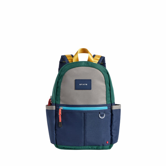 State Bags Kane Kids Mini Travel Backpack Color Block Green/Navy