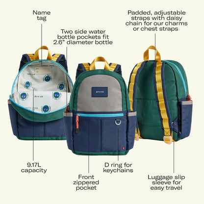 State Bags Kane Kids Mini Backpack Recycled Polycanvas Blue/Light Blue Colorblock