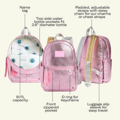 State Bags Kane Mini Backpack Metallic Pink/Hot Pink Colorblock