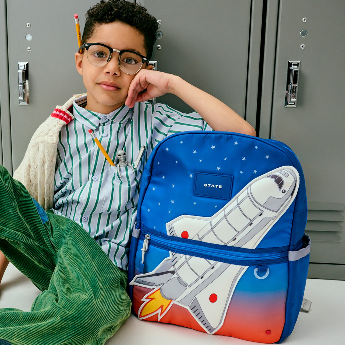 State Bags Kane Kids Backpack Nylon Puffer Spaceship