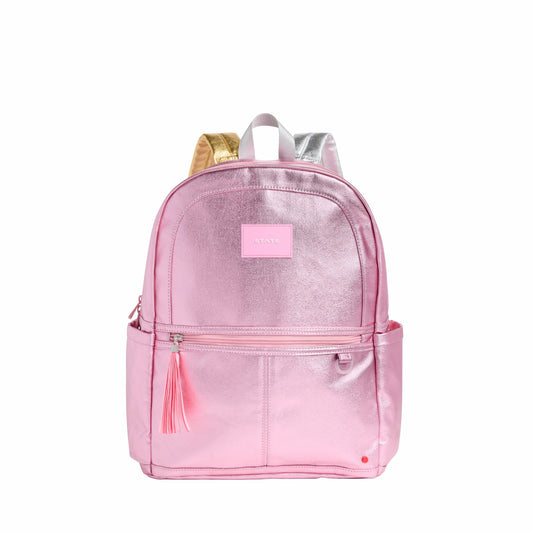State Bags Kane Kids Double Pocket Backpack Metallic Pink/Silver