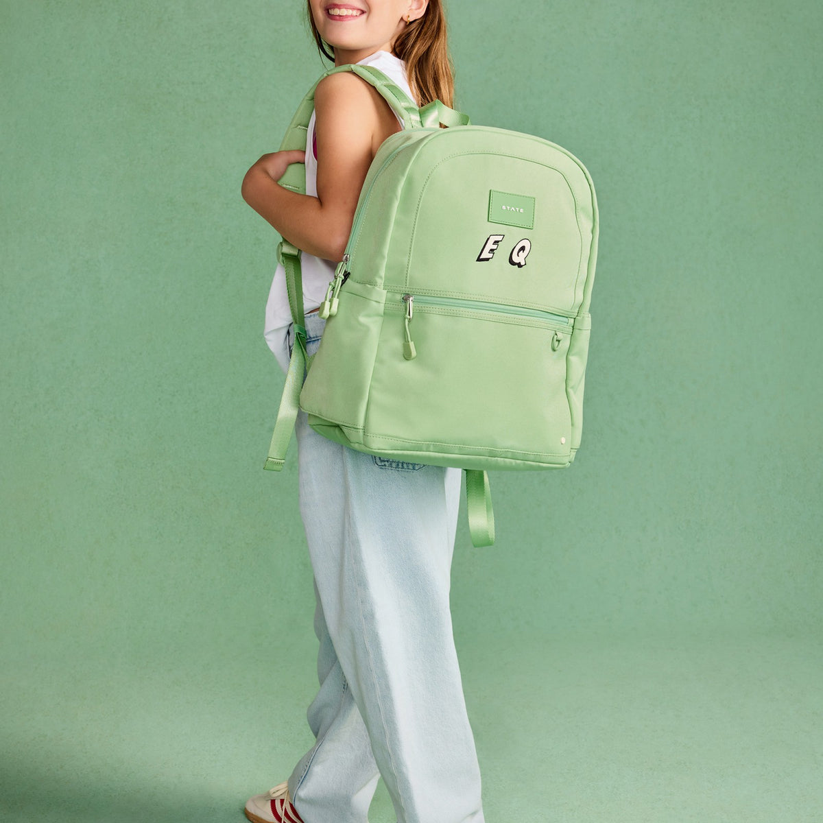 State Bags Kane Kids Double Pocket Recycled Polyester Canvas Green